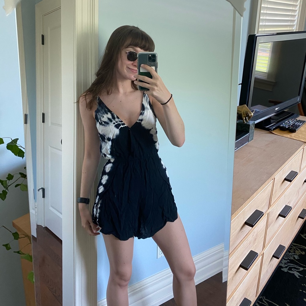 Wrap Style Black and a White Romper